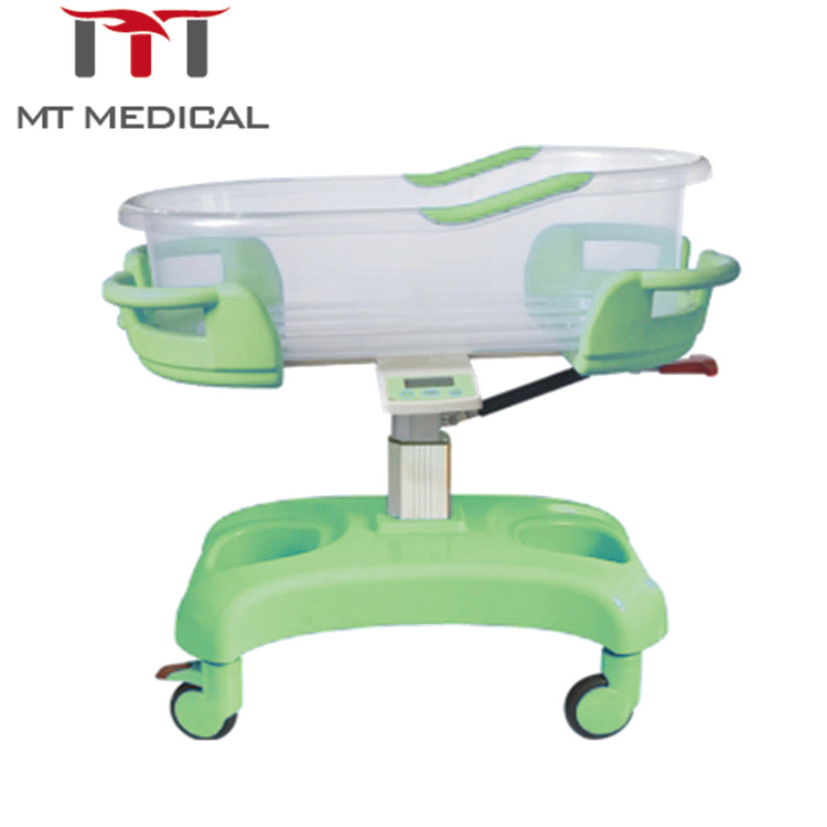 Mobile stainless steel beds for infants in hospital ABS medical kids trolley