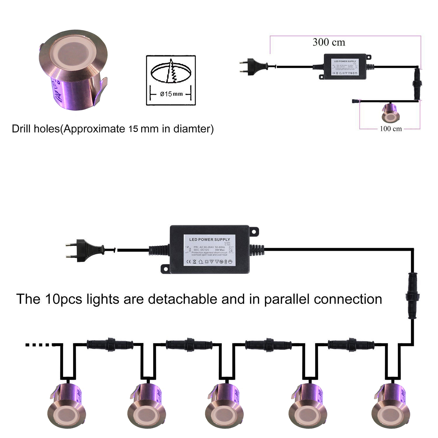 304 stainless steel 12v 0.6W Outdoor Garden and Path Lights Recessed LED underground lights led deck light