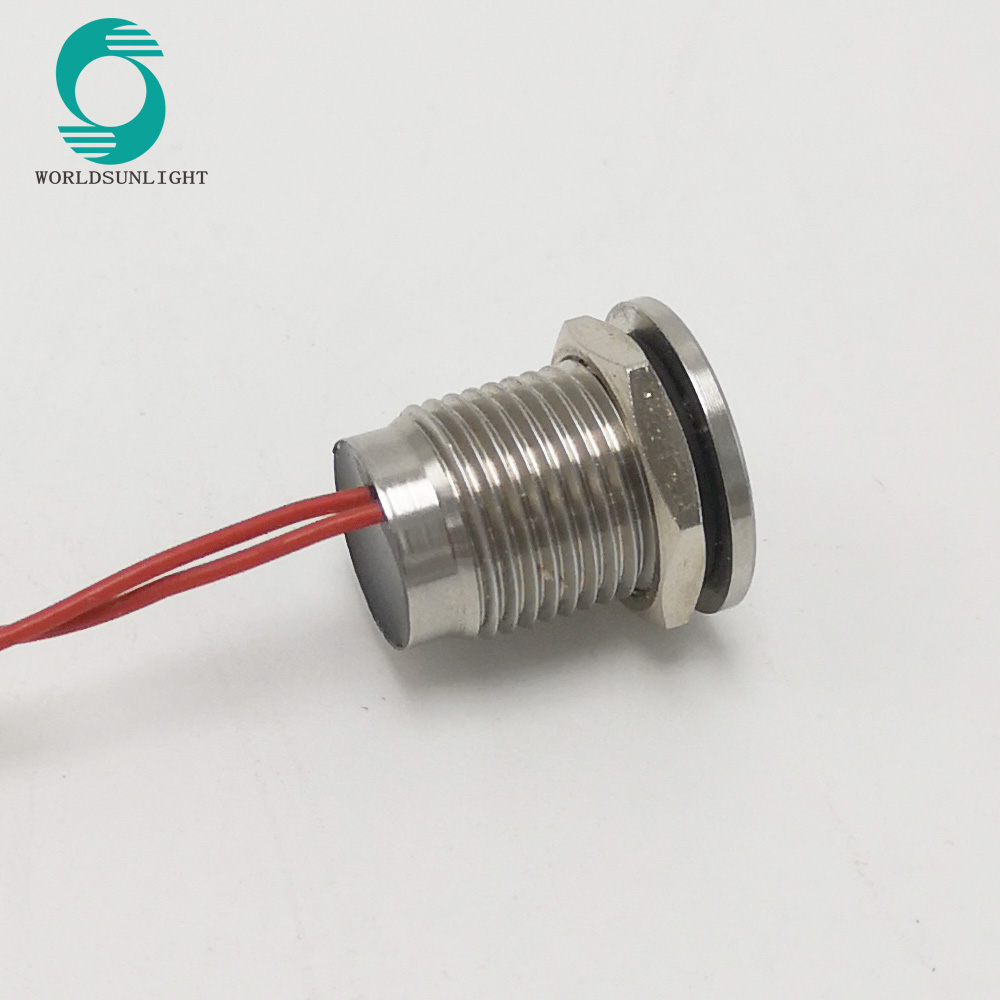 WS12BF1NOM IP68 waterproof 12mm flat head momentary stainless steel piezo switch