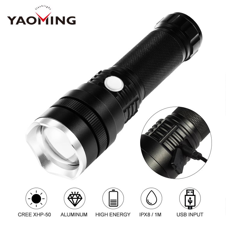 Super Bright Charge Torch 2000 Lumen XHP50 LED tactical flashlight Aluminum USB Rechargeable Flashlight With Energy Display