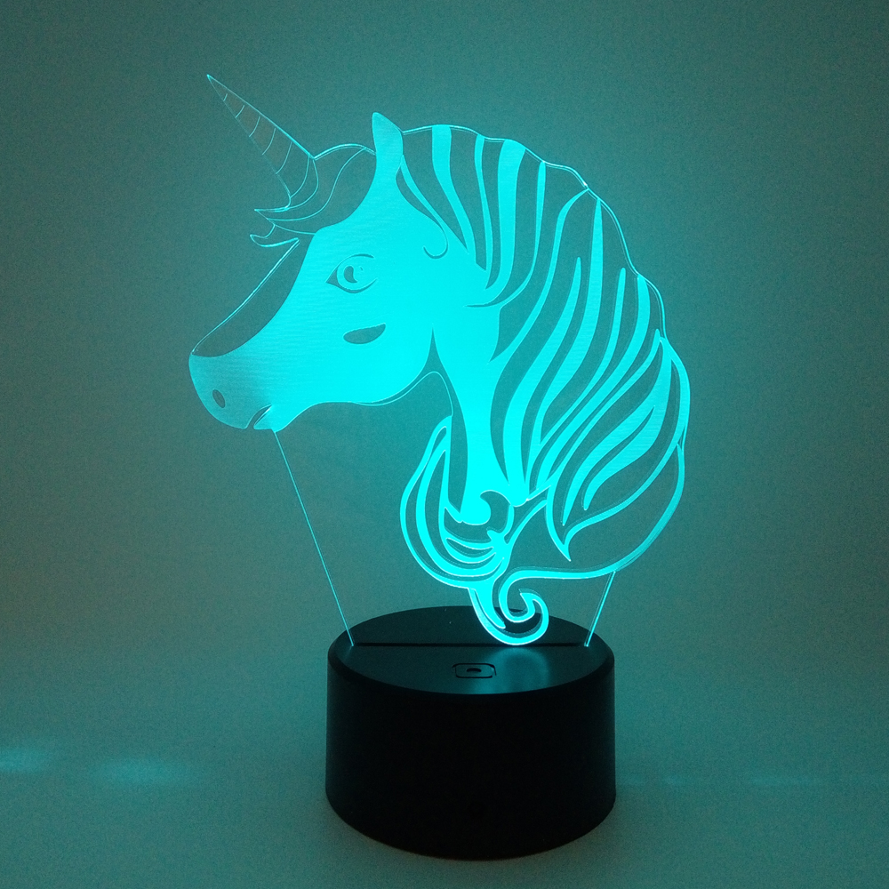 3D Night Light Unicorn Shape Customizable Present for Children LED Toy