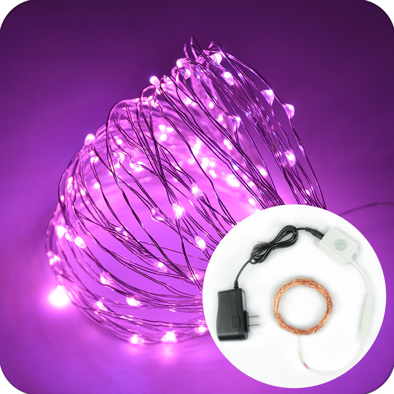 Silver Wire Multicolor Christmas Starry Fairy Motion Sensor 10M 15M 20M Indoor LED String Lights with Power Adapter