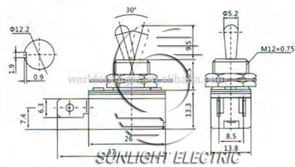 KNH-1 ON-OFF 10A 12VDC SPST 2P oven temperature toggle switch