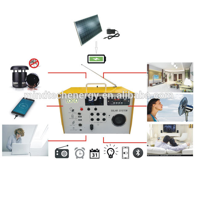 LCDRS219 solar home off grid system emergency solar home radio bluetooth LCD home mini generator