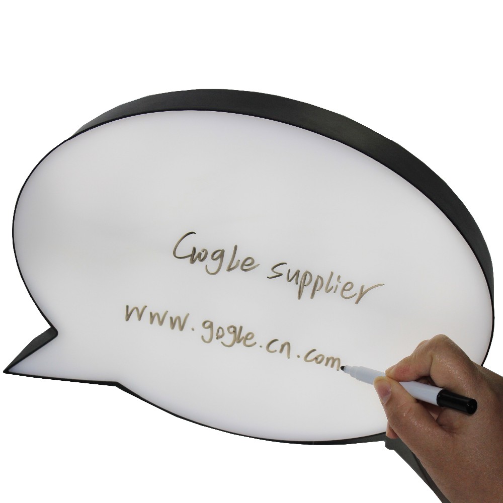 speech bubble cinematic light boxes with a dry wipe pen rather than acetate letters