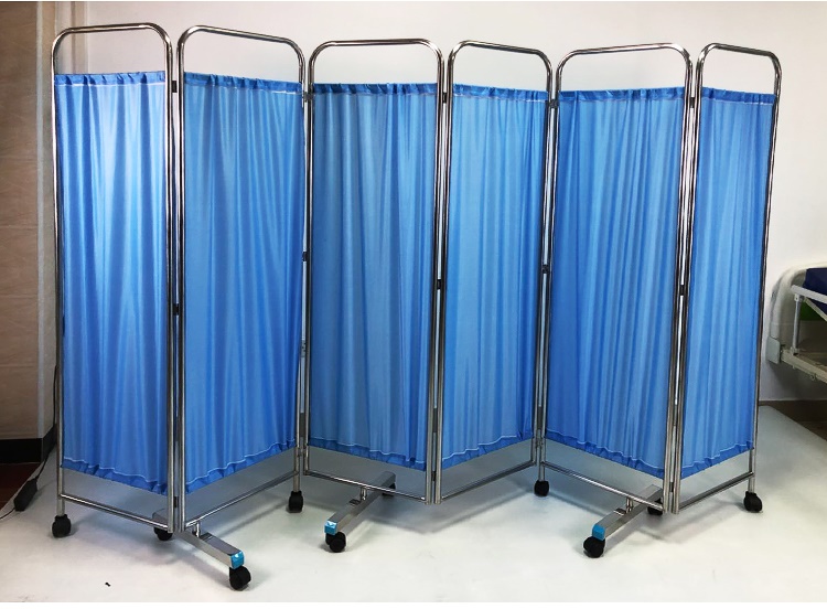 Hospital good quality stainless steel 3 sections foldable patient ward screen