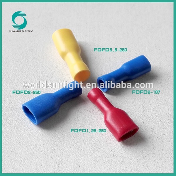 Copper/PVC/Brass FDFD series crimp electrical terminal connector fully insulated female disconnector