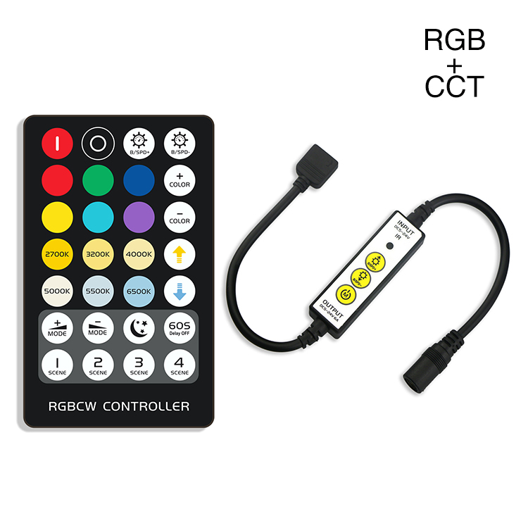 28-key Mini Light Bar LED Controller Remote, 5 Channel RGB CCT LED Controller