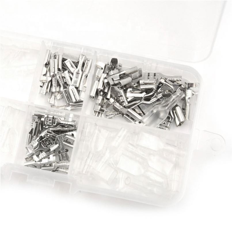 Insulated Electrical Wire Crimp Terminals 2.8/4.8/6.3mm Spade Connectors Assortment Kit With Box