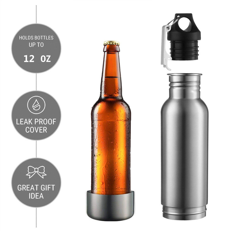 New Original Stainless Steel 304 12oz Bottle Holder and Insulator to Keep Your Beer Colder With Rope&Neoprene SBR Bag&Corkscrew