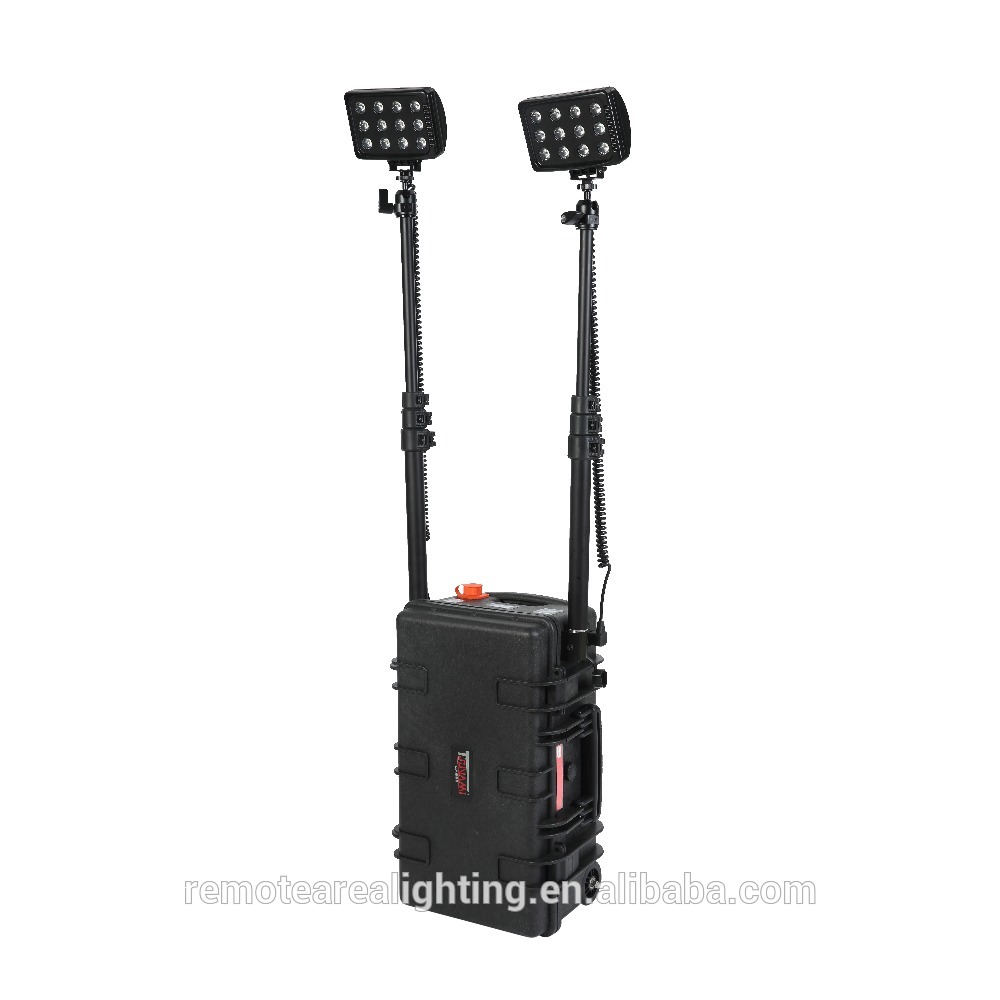 mining oil and gas 72W LED outdoor led camping searchlight battery led remote area lights with 2M extendable mast and SOS switch