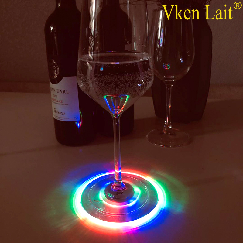 Acrylic Crystal Ultra-Thin Led Light Coaster Cocktail Coaster Flash Bar Bartender Lighting Base Lamp Placemat for Dining Table