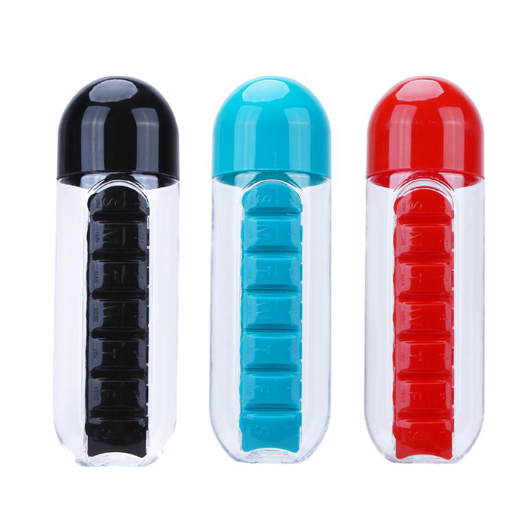 Latest 2 In 1 Travel Pill Case Water Bottle Daily Capsule Cup Vitamin Storage Organizer Home Health Care Bottle