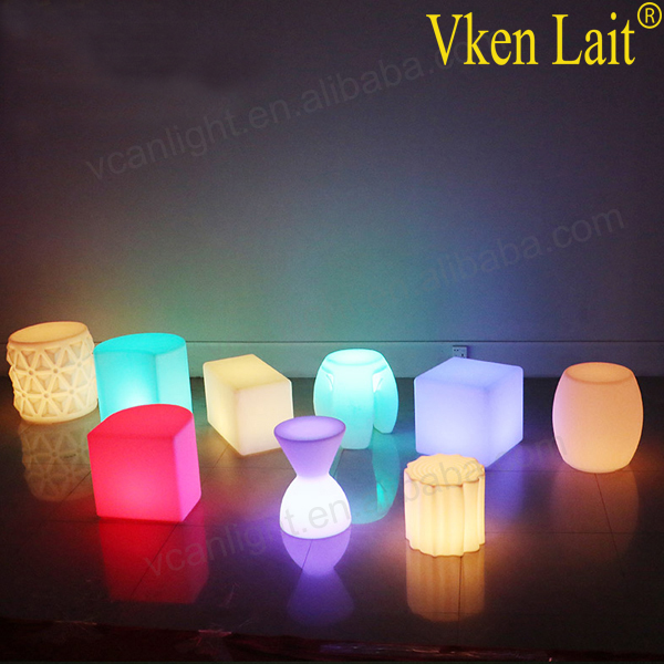 waterproof outdoor led light battery operated round plastic stool