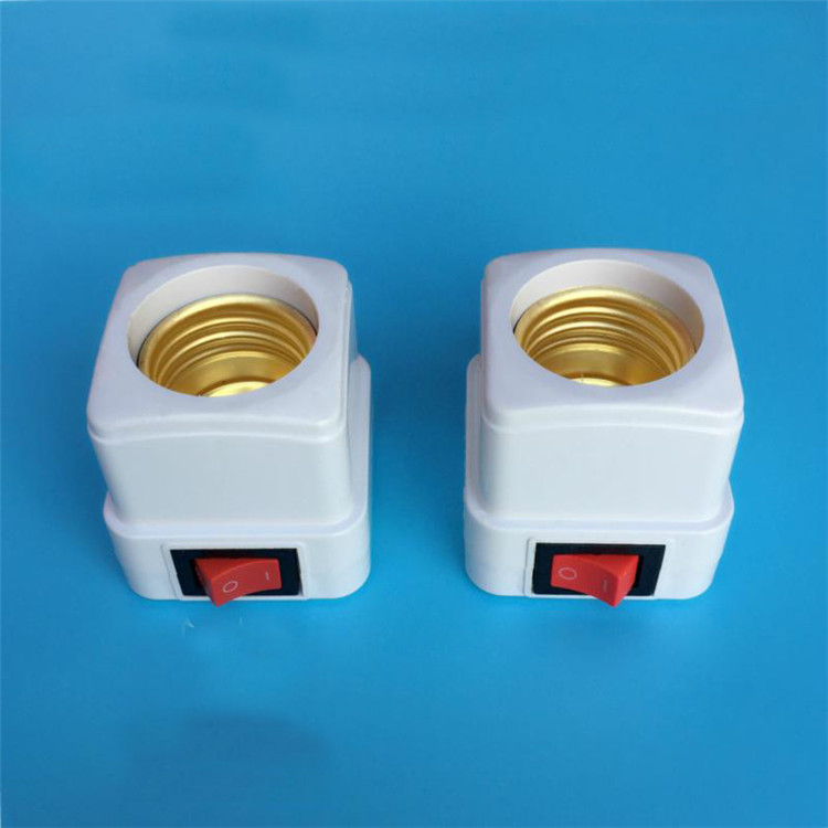 2P flat Power Wall Socket Plug e27 Lamp Holder with Switch