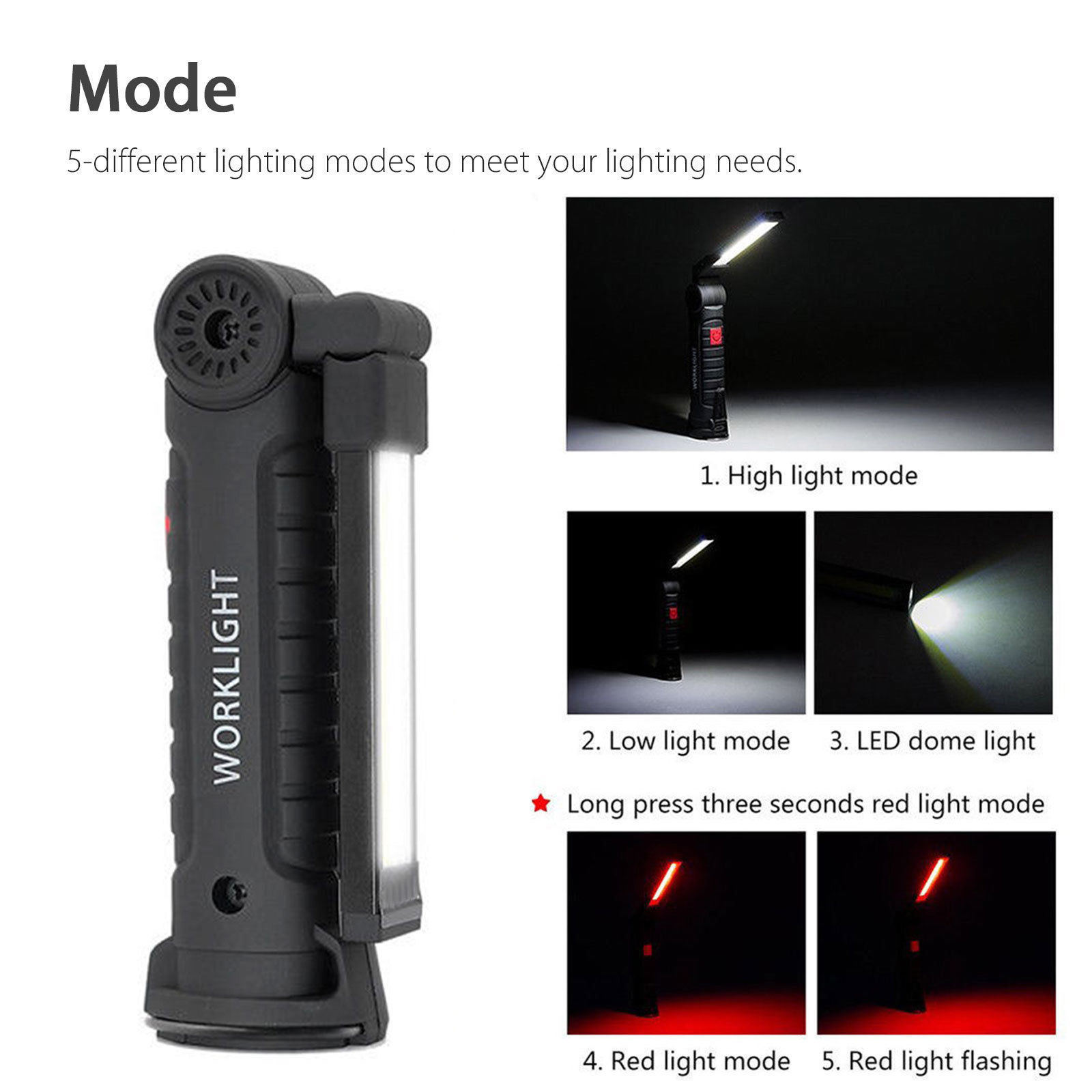 Foldable Car Magnetic Torch Light Portable Emergency 3W COB LED Work Light