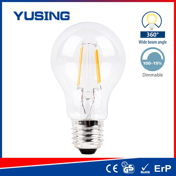 Edison Style Clear Glass Cover A60 4W Dimmable Filament LED Bulb