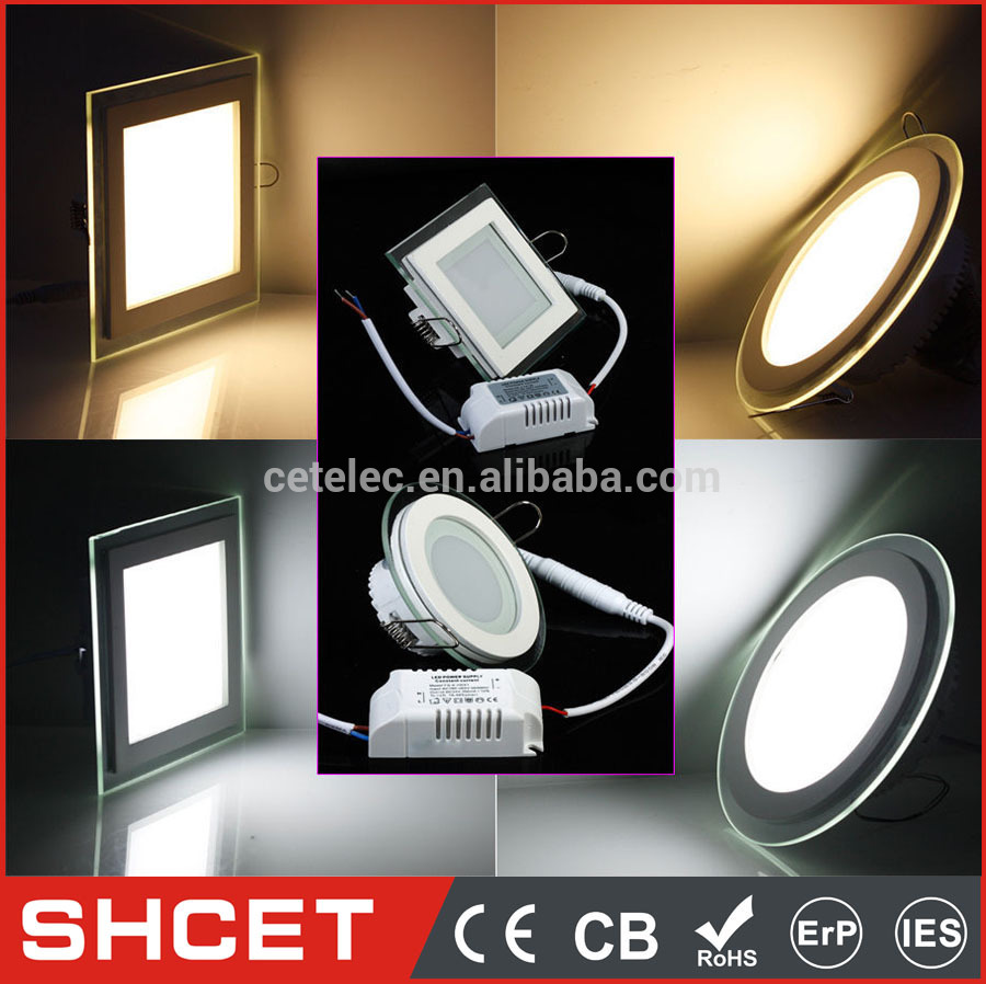 CET-130/GS-9W square led ceiling light recessed led panel light glass