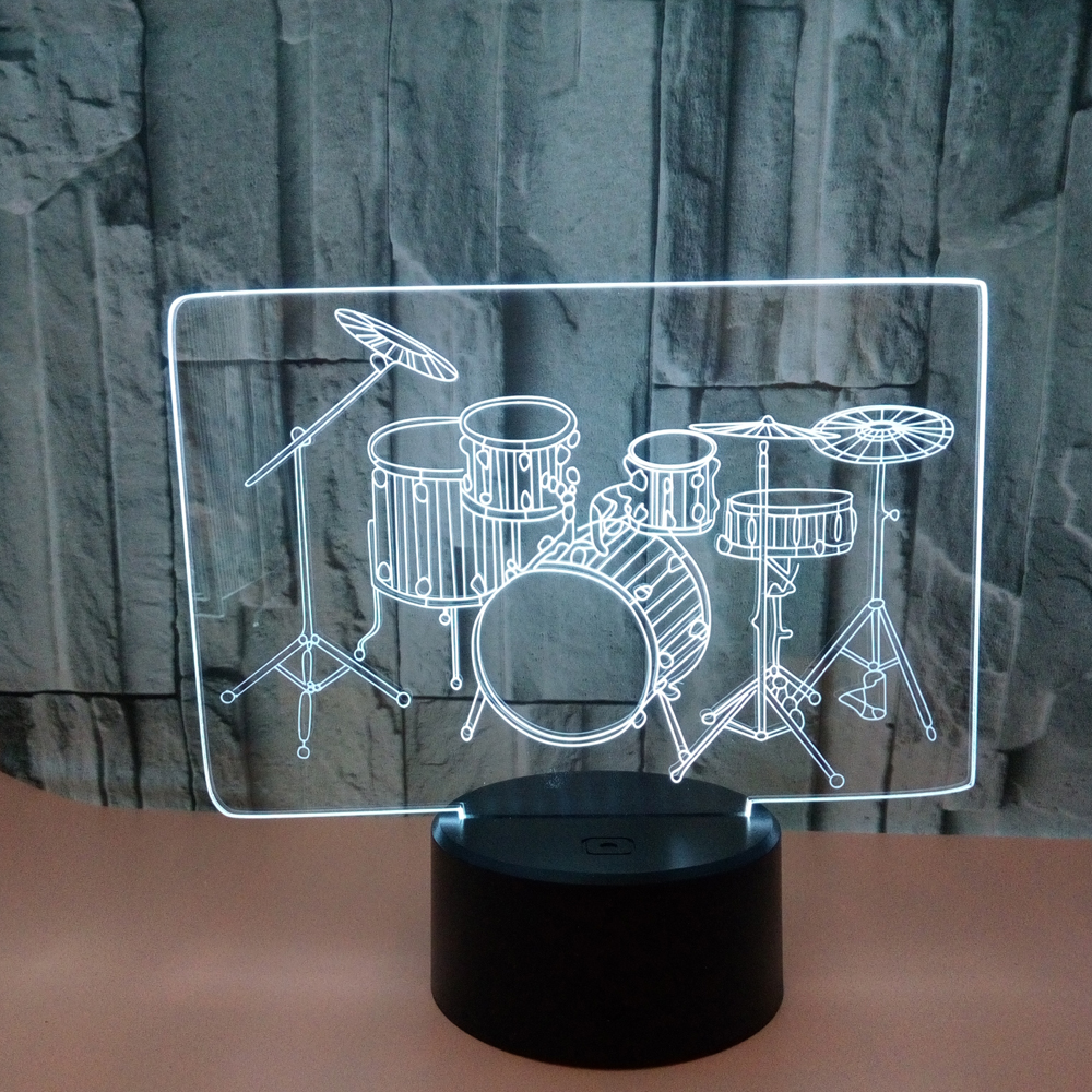 Hot Sale Engraved Acrylic Custom 3D LED Night Light Drum Set for Ball Room