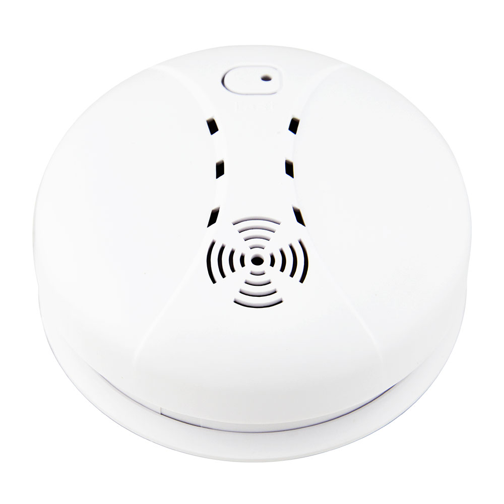 Home use independent smoke detector with easy install battery replacement
