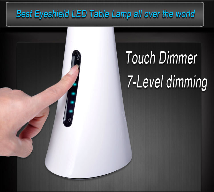 Touch control led table lamp, 7-level dimming flexible gooseneck reading desk lamp