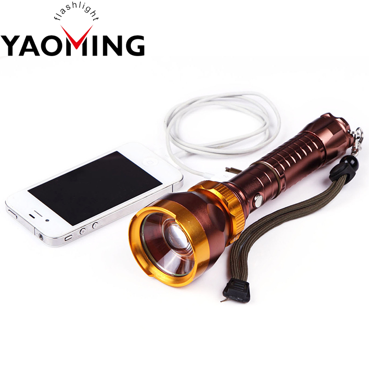 High Power Led Rechargeable Camping Flashlight Power Bank USB for Mobile