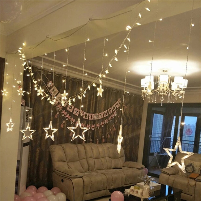 Custom Outdoor Star Decoration Christmas Festival Curtain Light Made in China