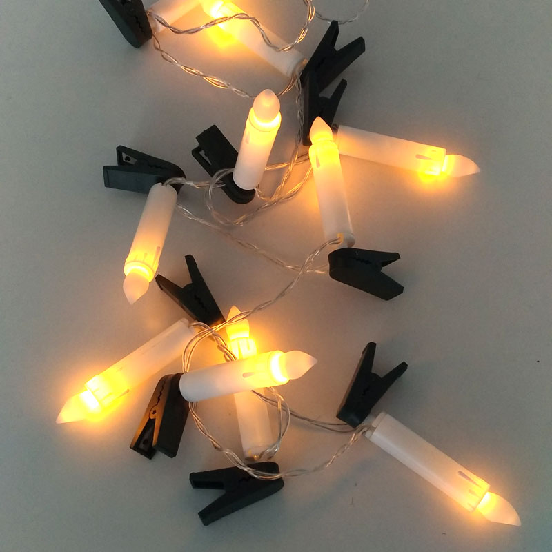 10 LED Plastic christmas candle with tree clips  string lights