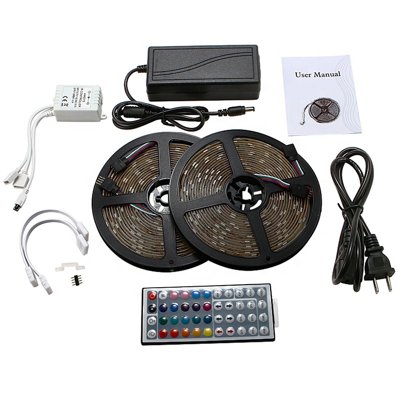 NEW best 32.8ft 10M 300 LEDs 5050 RGB led strip Light Kit with 44 Key Remote Controller Extra Adhesive 3M Tape