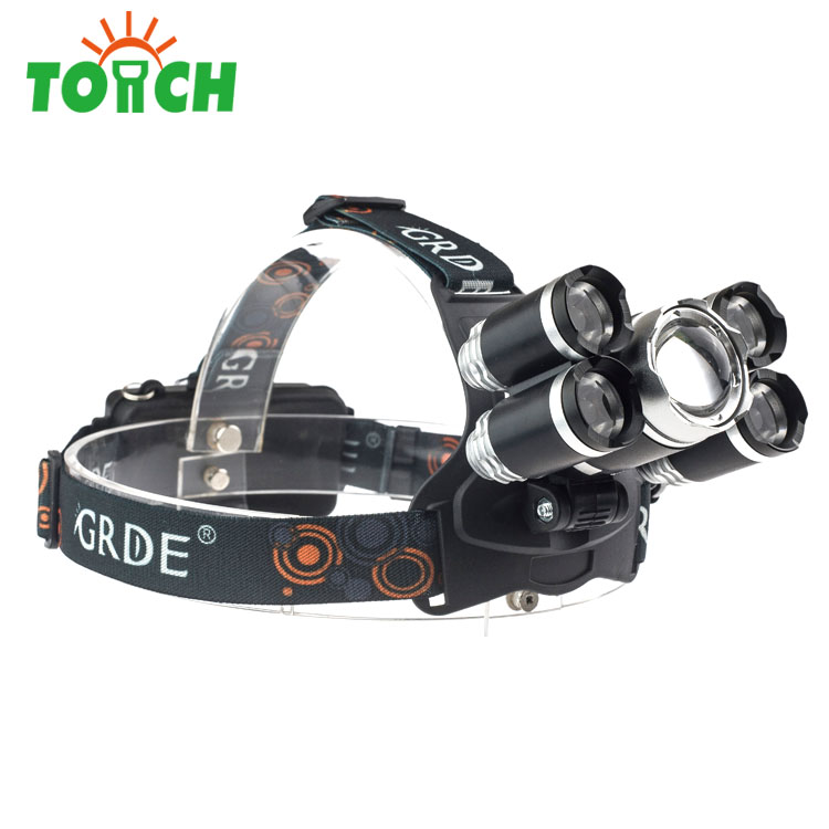 High power 18650 rechargeable 3000 lumen zoom LED headlamp for camping hiking