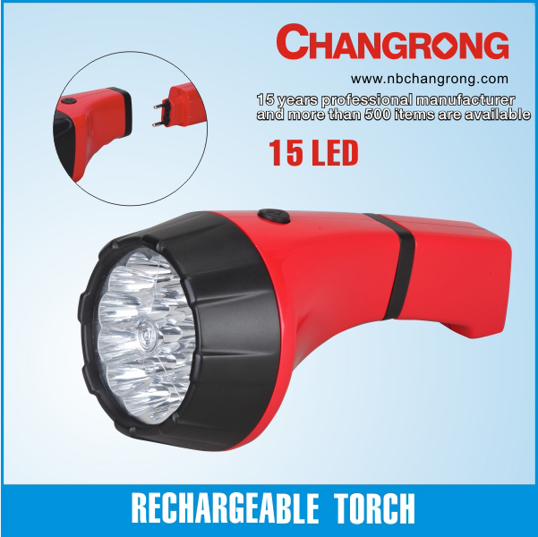 rechargeable led plastic torch for emergency and camping