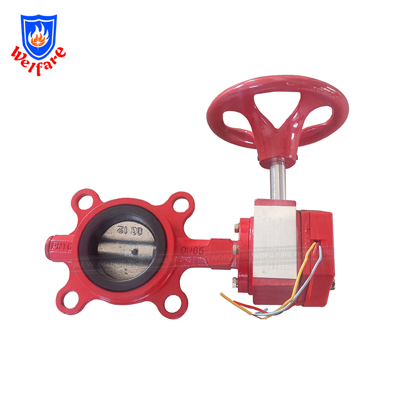 Wafer butterfly valves with pneumatic actuato, butterfly valve with tamper switch