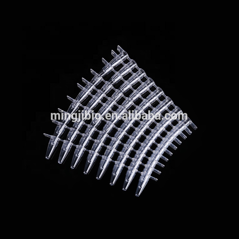 0.1ml 8-strip Transparent PCR tubes with optical SEMI-Domed cap 8-strips Cap