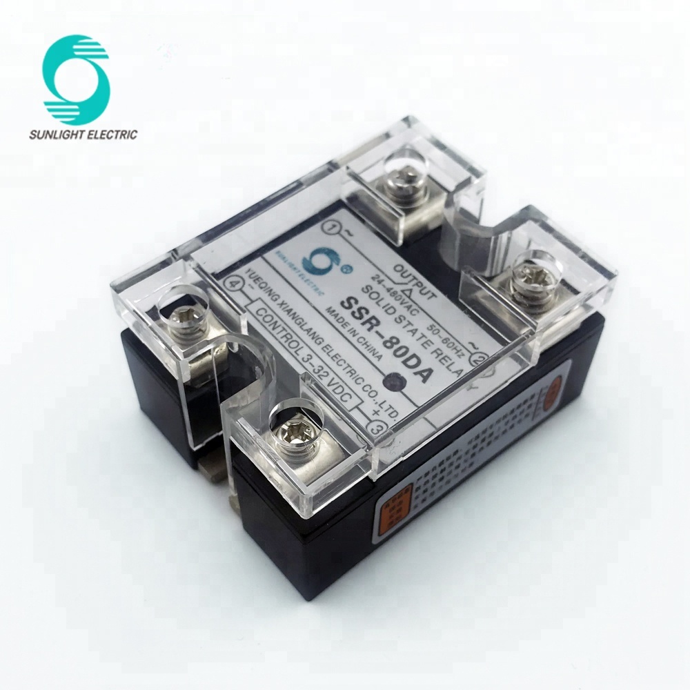 JGX-1D2480A 80 amp input 3V to 32V DC output 24V to 240V AC single phase ssr relay solid state relay