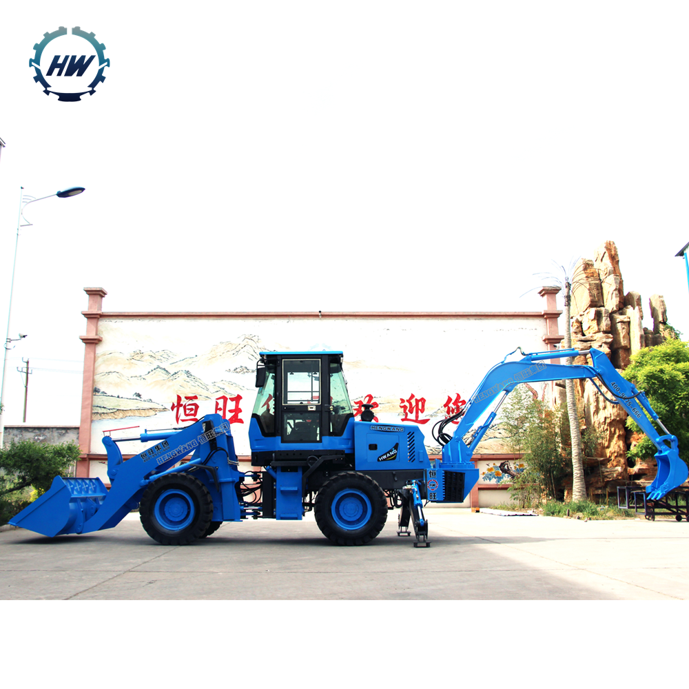 Blue painted wheel type Backhoe Loader