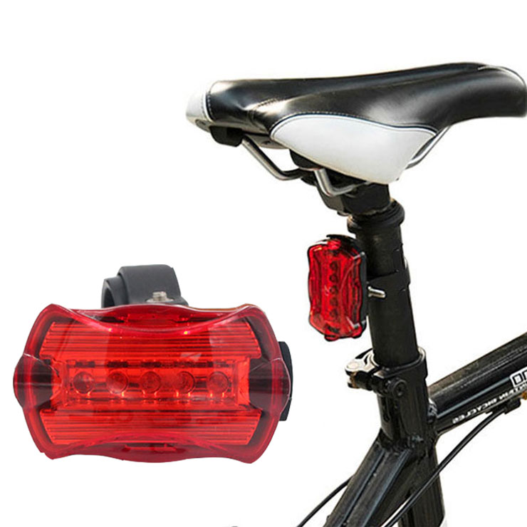 Waterproof 7 Safety Modes Flash Light 5 LED Bike Bicycle Cycling Warning Tail Rear Lamp