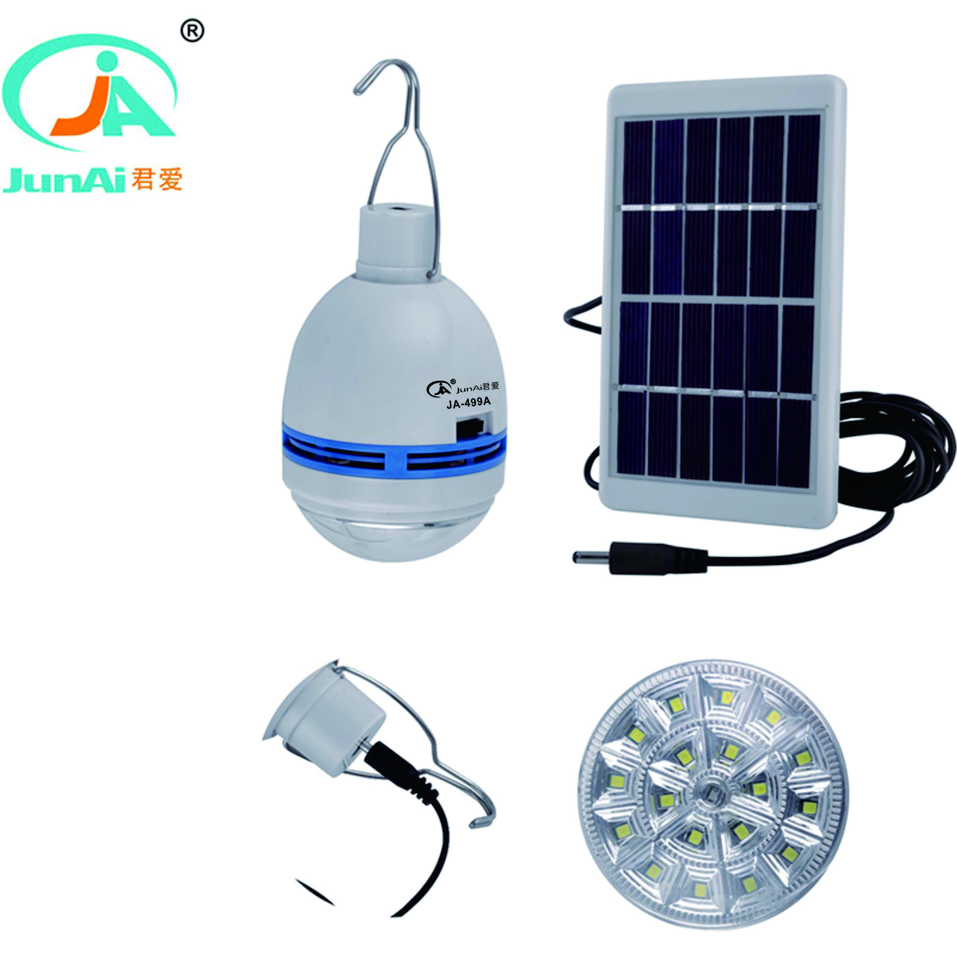 LED Emergency bulb high power led emergency bulb lights with solar panel for charging JA-499