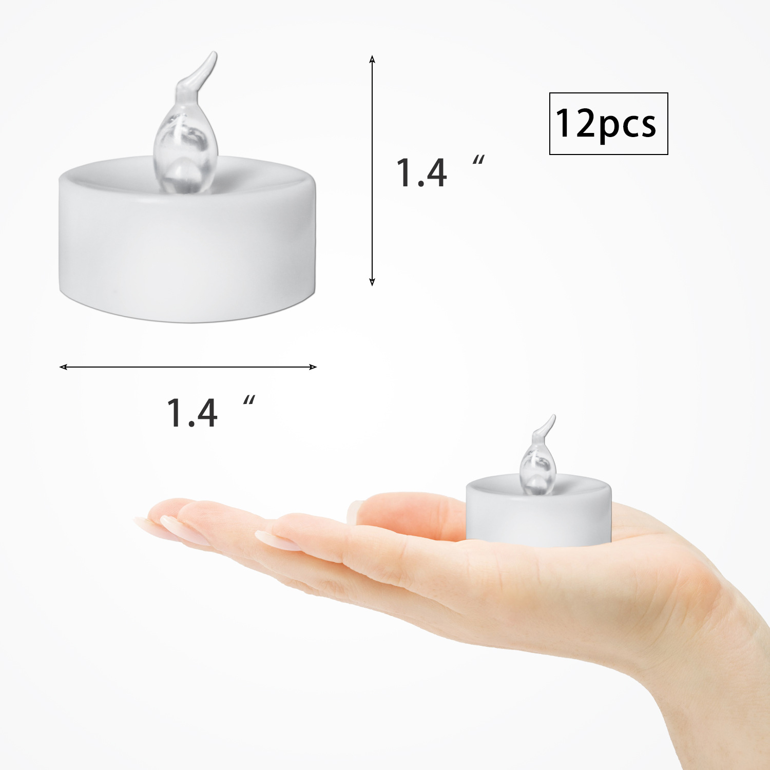 Dimmable CR 2032 Battery Power Flameless Led  Light Candles Kit with Remote Control 12pcs yellow