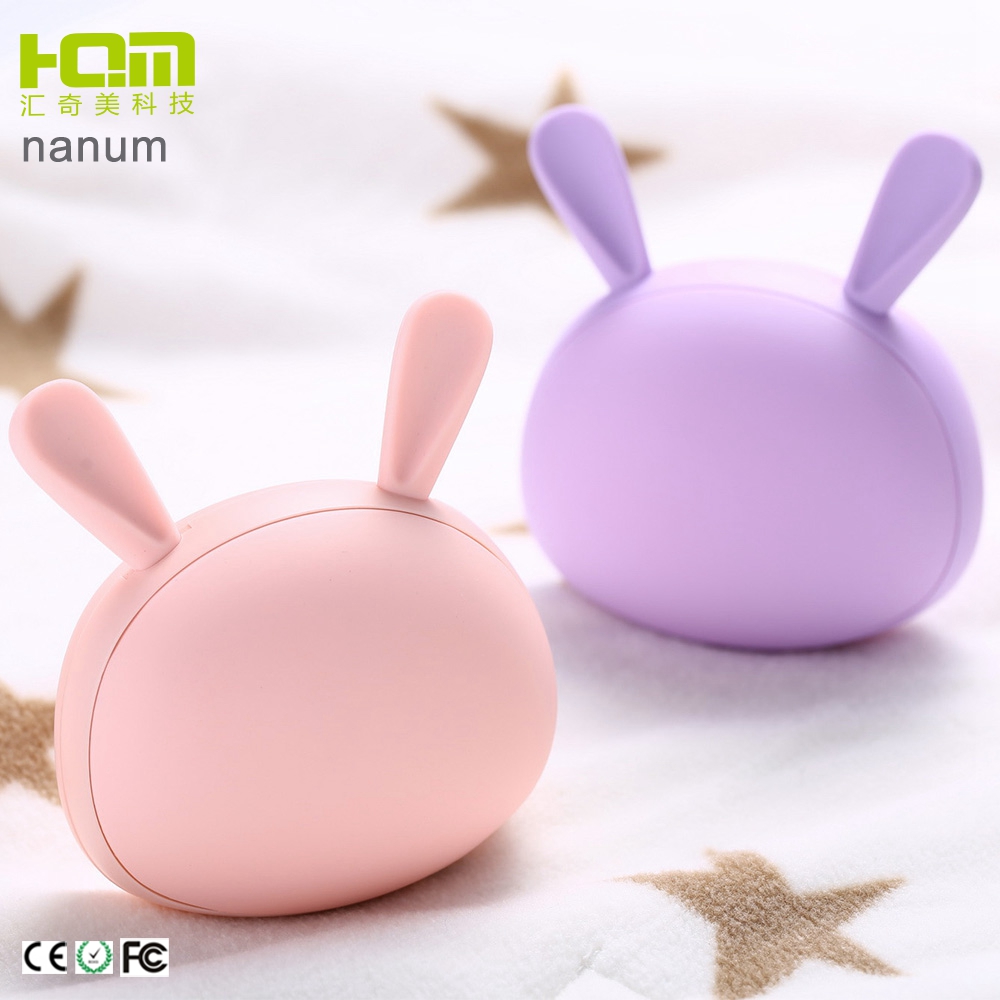 Wholesale lovely rabbit reusable handy hand warmer with make up mirror led light