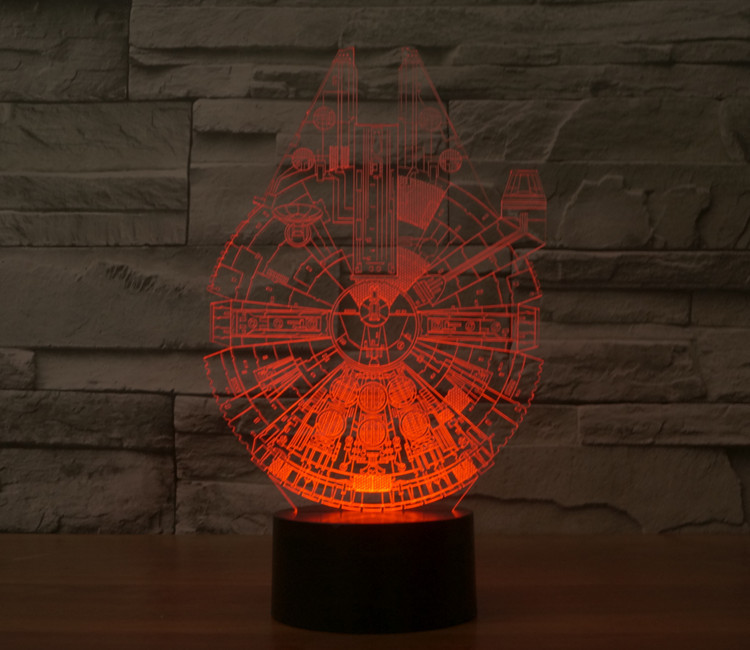 Millennium Falcon Optical Illusion 3D Glow LED Lighting Toys Nightlight with 7 Colors Changing Decor Lamp