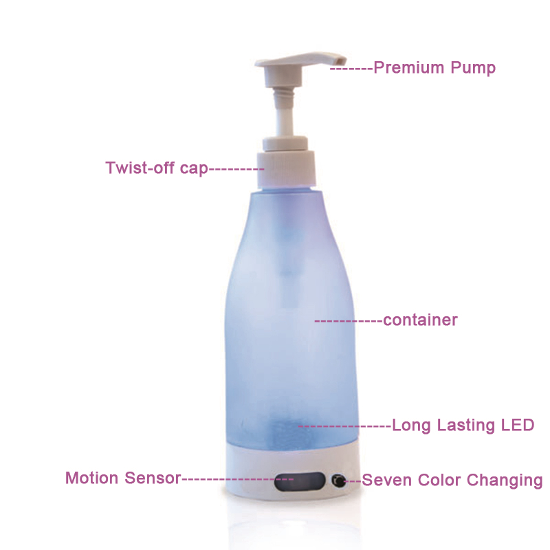 Latest Wholesale Lighted Liquid Soap Bottle Dispenser Motion-Activated LED 7 Soothing Color Guide Nightlight For Household