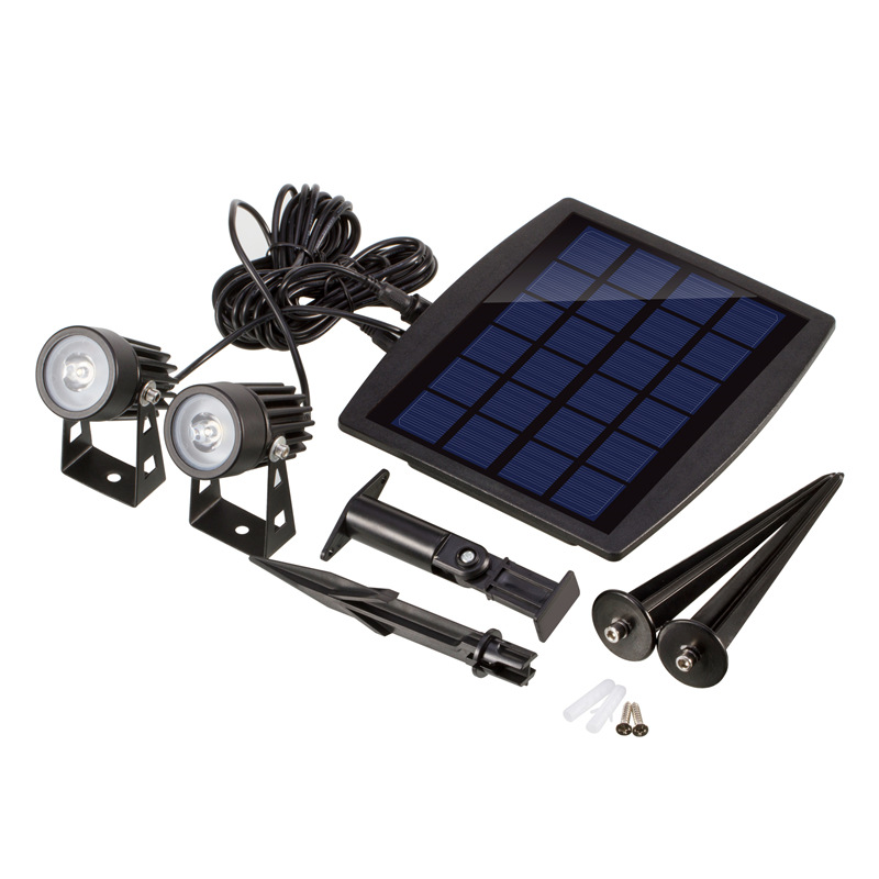 solar led lawn light with 2head spotlights