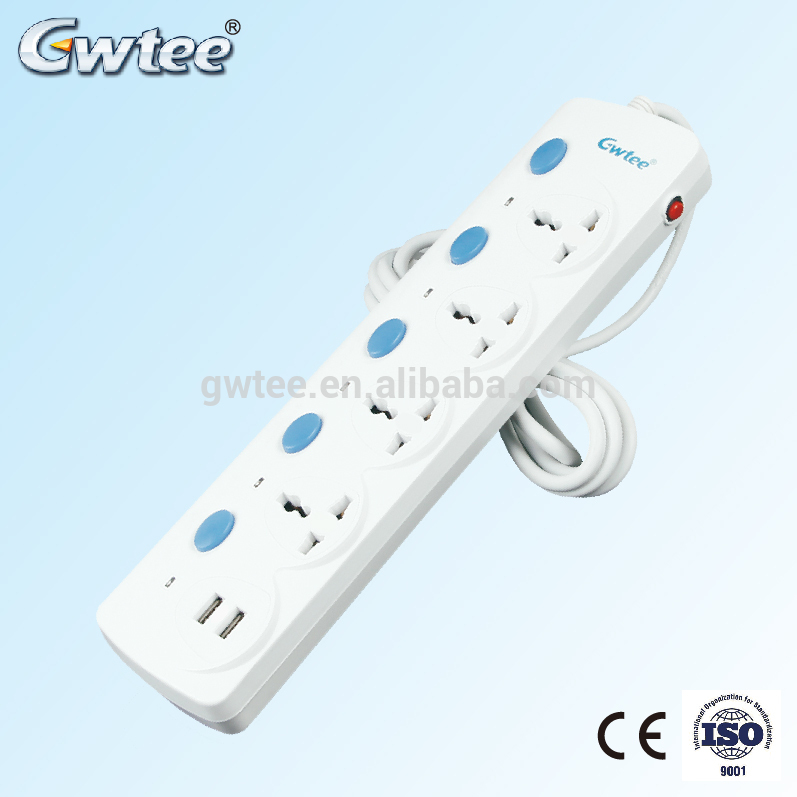 6 ways independent switch electrical universial power extension socket