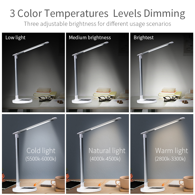 5W Aluminium portable led study lamp for desk adjustable dimming battery led eye protection led table lamp light