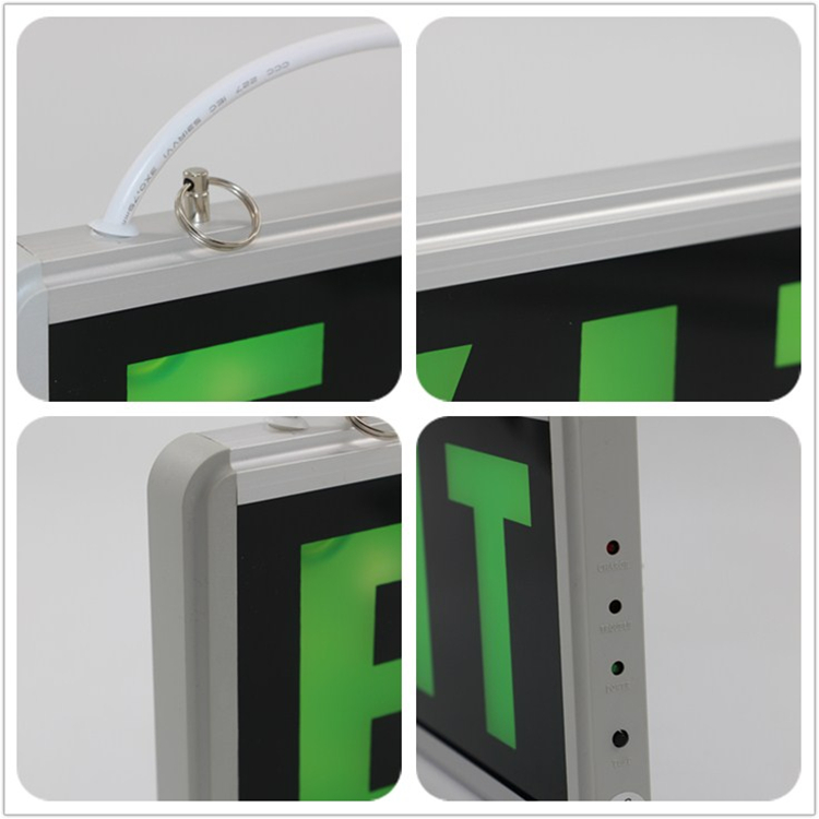 Single or double sided display led emergency exit sign wall mounted hanging light 1.2V 350mAh battery backup for 2houirs