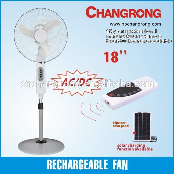 Rechargeable home stand AC/DC fan 18 inch with solar energy input