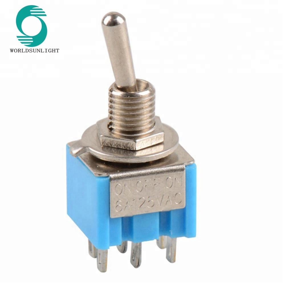 MTS-203 6mm Mounting hole DPDT 6 Pin 6A 125V On-OFF-On toggle switch