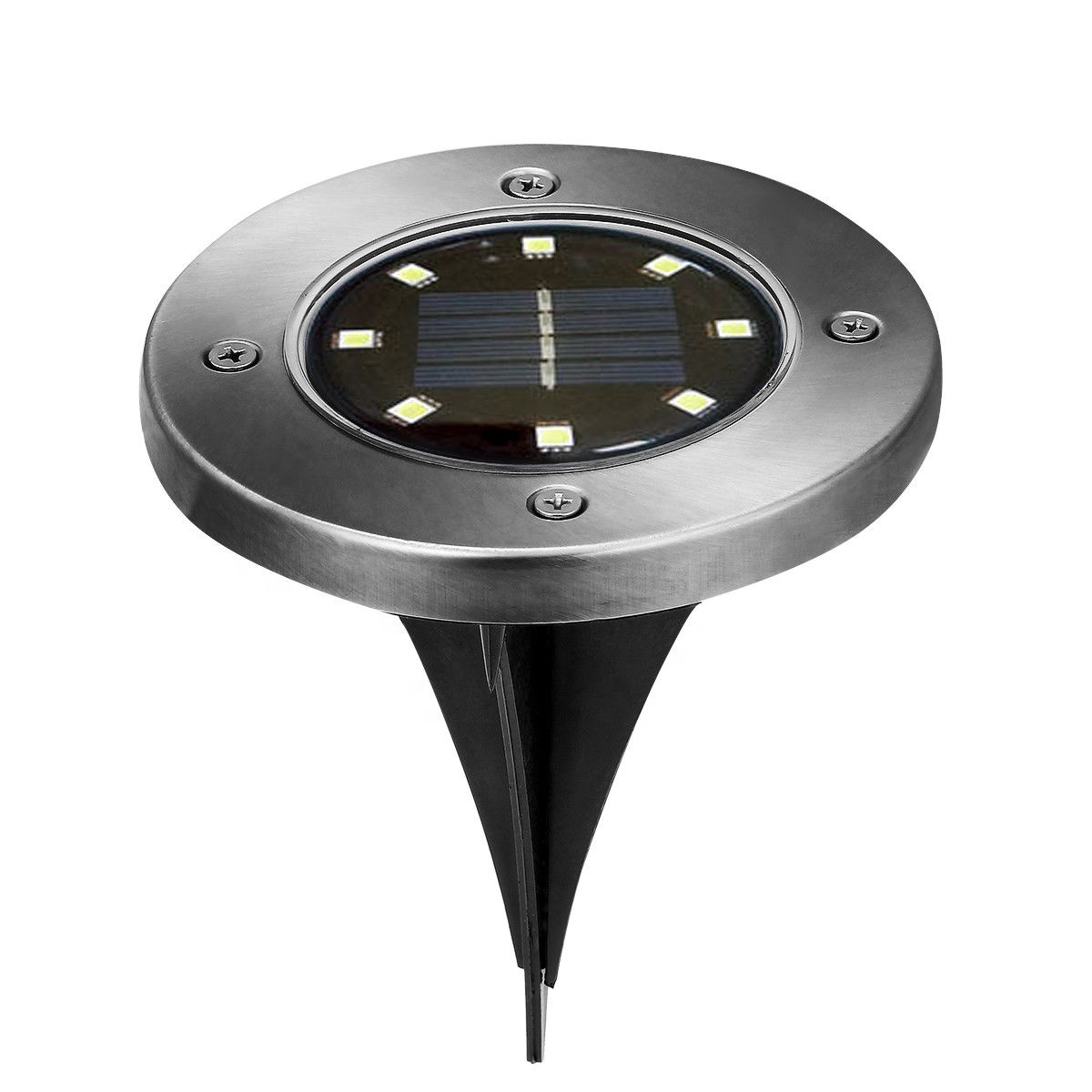 Copper White Solar Ground 8 LED Disk Light in-Ground Outdoor Waterproof Solar Path Lights