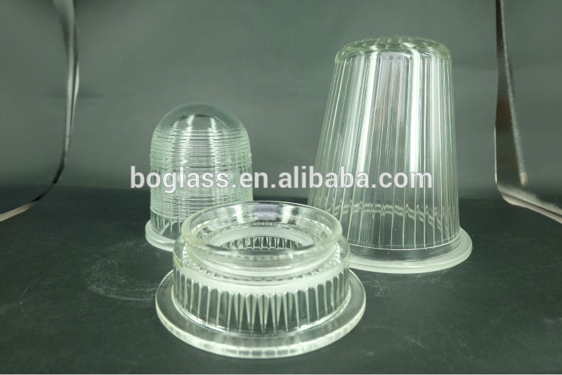 hot sale pressed borosilicate glass light covers with liner pattern