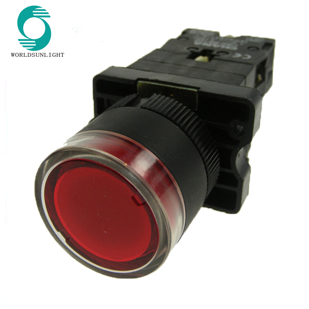 XB2-EW42, NO electrical circuits waterproof pushbutton switch with 24V red LED